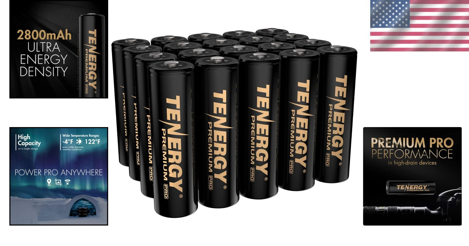 Premium PRO Rechargeable AA Batteries 2800mAh - 20 Pack for Eco-Friendly Power