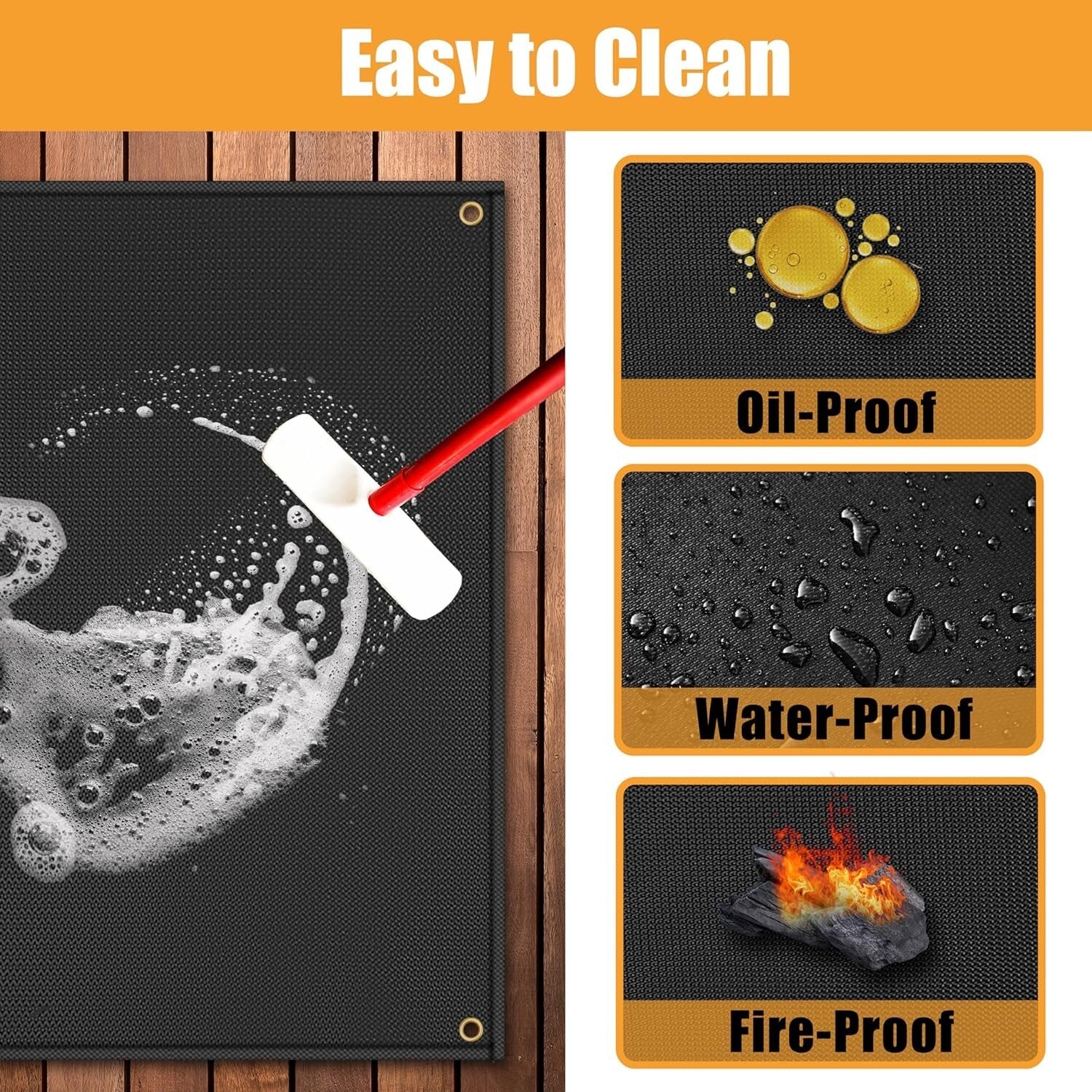 Fireproof and Easy-Clean 90x48 in Grill Mat - Perfect for Outdoor Grilling