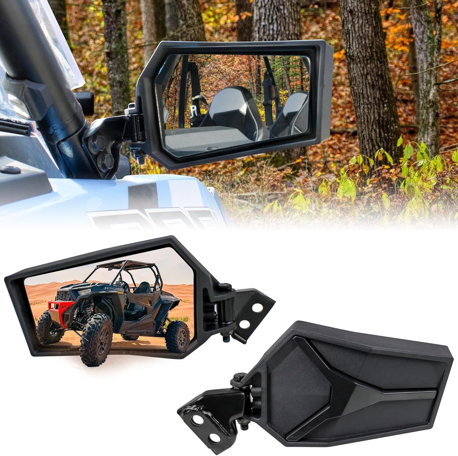 Folding Rearview Side Mirrors for Polaris RZR XP1000 & S1000, Lightweight Design