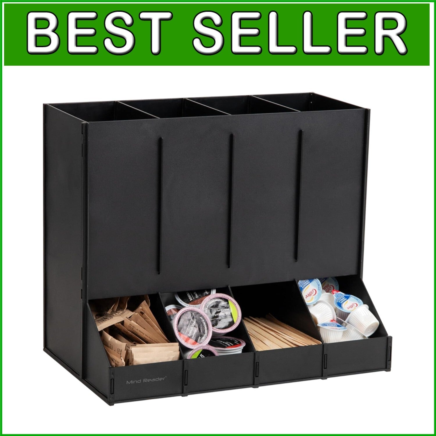 4-Compartment Coffee Pod Dispenser - Sleek 120-Pod Organizer for Breakrooms