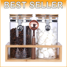Load image into Gallery viewer, Stylish Airtight Glass Storage Jars with Bamboo Lids - Perfect for Coffee &amp; Tea
