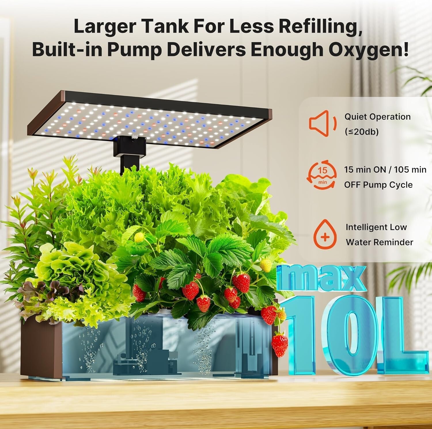 Complete Hydroponics Garden Kit - 20 Pods, Light Timer & Water Level Indicator