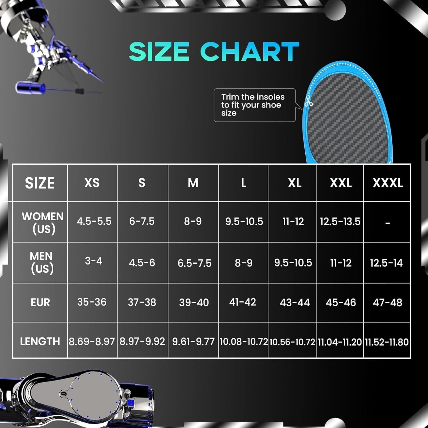 Lightweight Carbon Fiber Sport Insoles with Arch Support for Enhanced Comfort