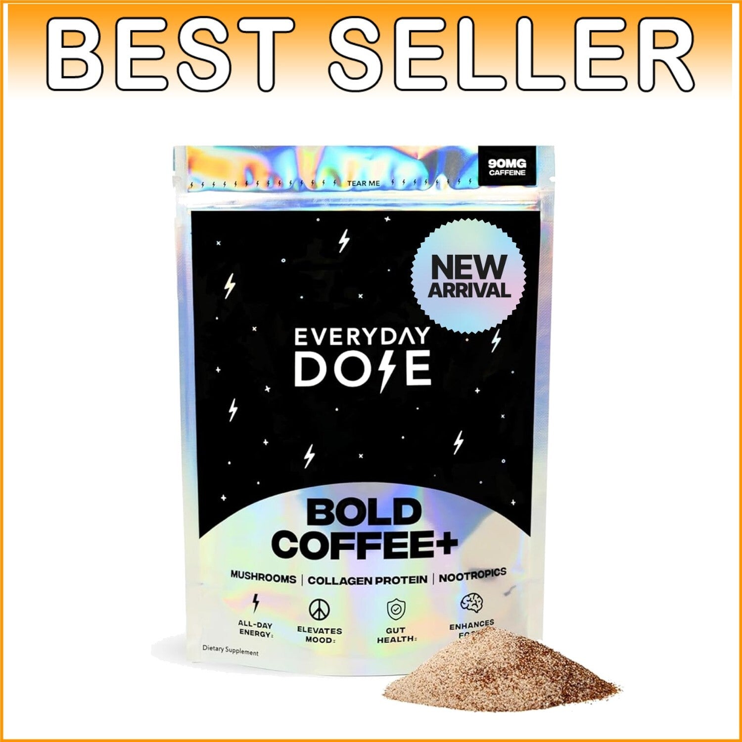 Functional Mushroom Coffee Powder with Grass-Fed Collagen for Clarity and Energy