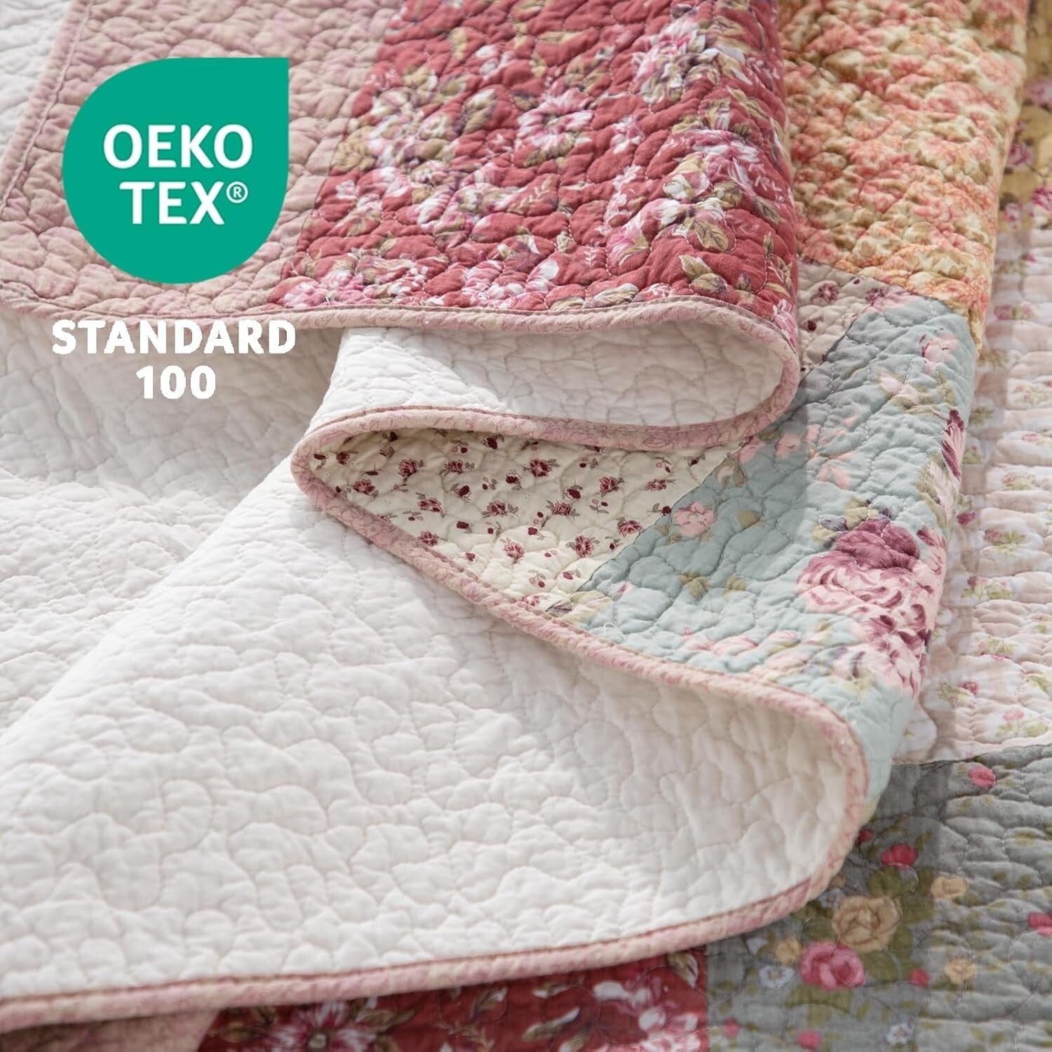 Machine Washable 100% Cotton King Quilt – Luxury Boho Floral Design 110x96"