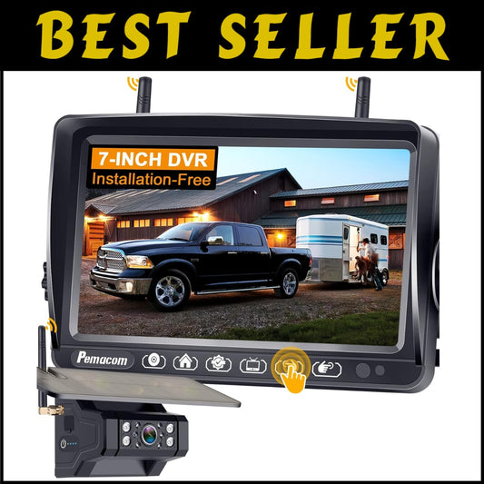 Wireless 7” HD 1080P Solar RV Backup Camera - No Install, Long Battery Life