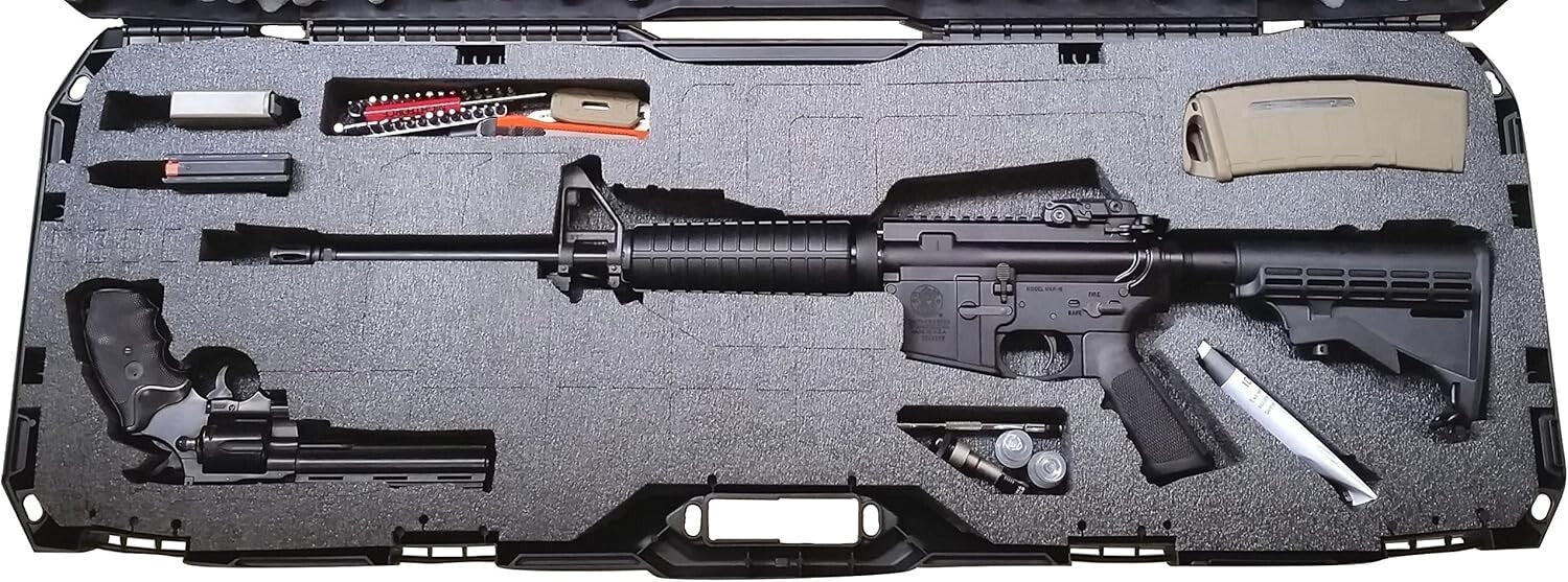 Customizable Pre-Cut Rifle Carrying Case - Durable Hard Shell Black Design