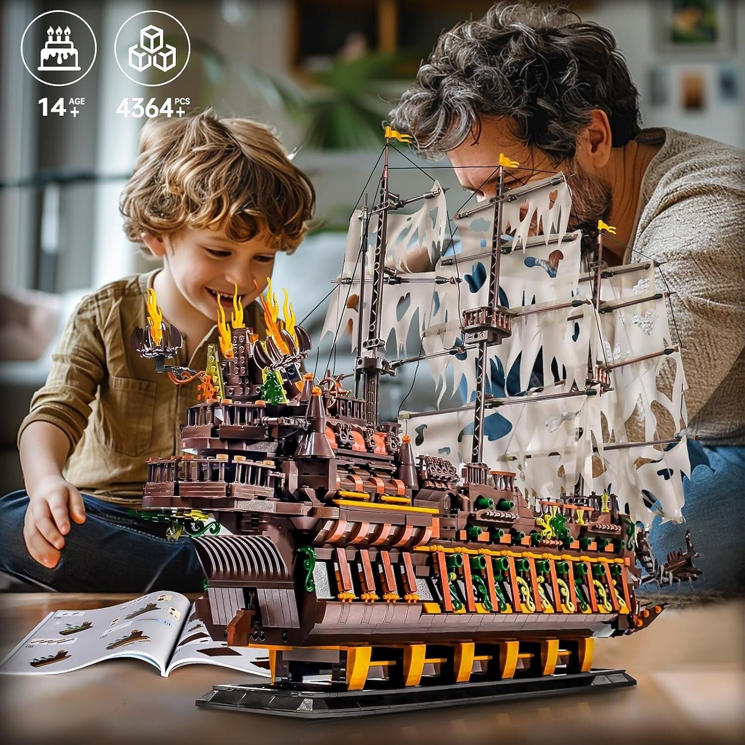 Flying Dutchman Pirate Ship Model Kit - 4364+ Building Blocks for Kids & Adults