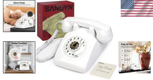1960s Vintage Rotary Phone with Mechanical Ringer - Elegant White Design