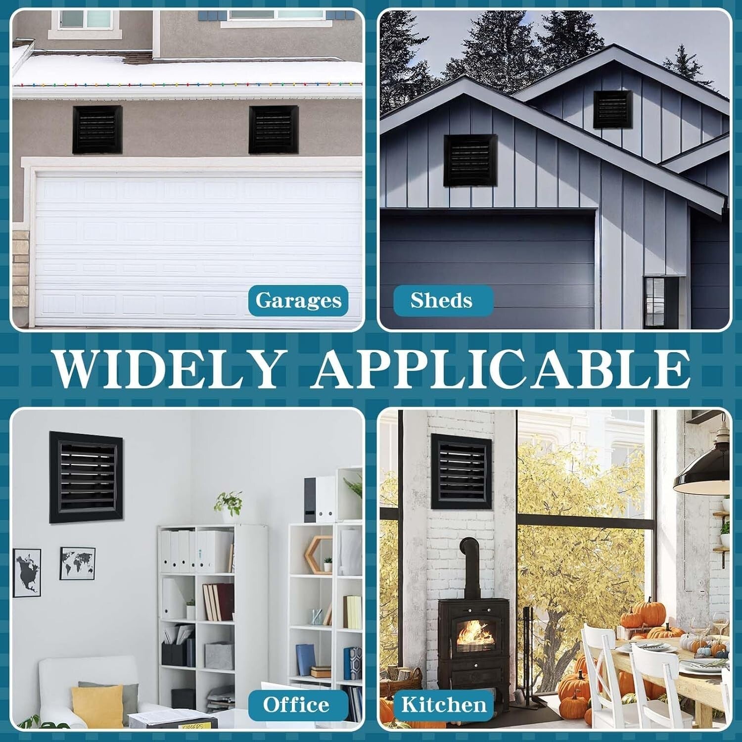 Versatile 12" x 12" Gable Vents with Aluminum Alloy Build - Ideal for Attics