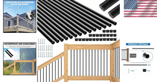 51-Pack 32" Rust-Resistant Aluminum Deck Balusters for Elegant Outdoor Railings