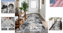 Load image into Gallery viewer, Elegant Black &amp; Grey 3x10 Ft Indoor Runner Rug - Soft, Durable, Abstract Design