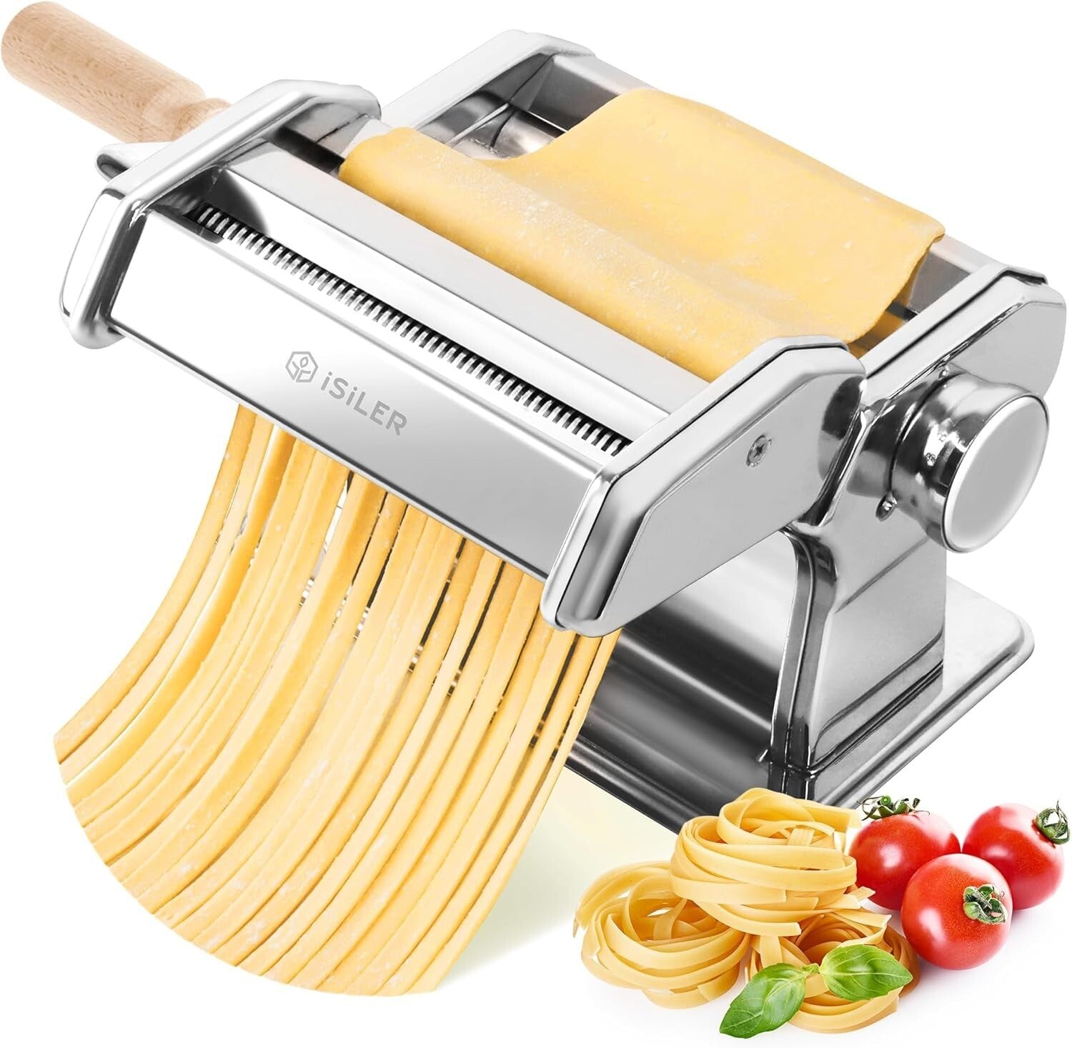 9-Setting Stainless Steel Pasta Maker - Adjustable Thickness for Gourmet Cooking