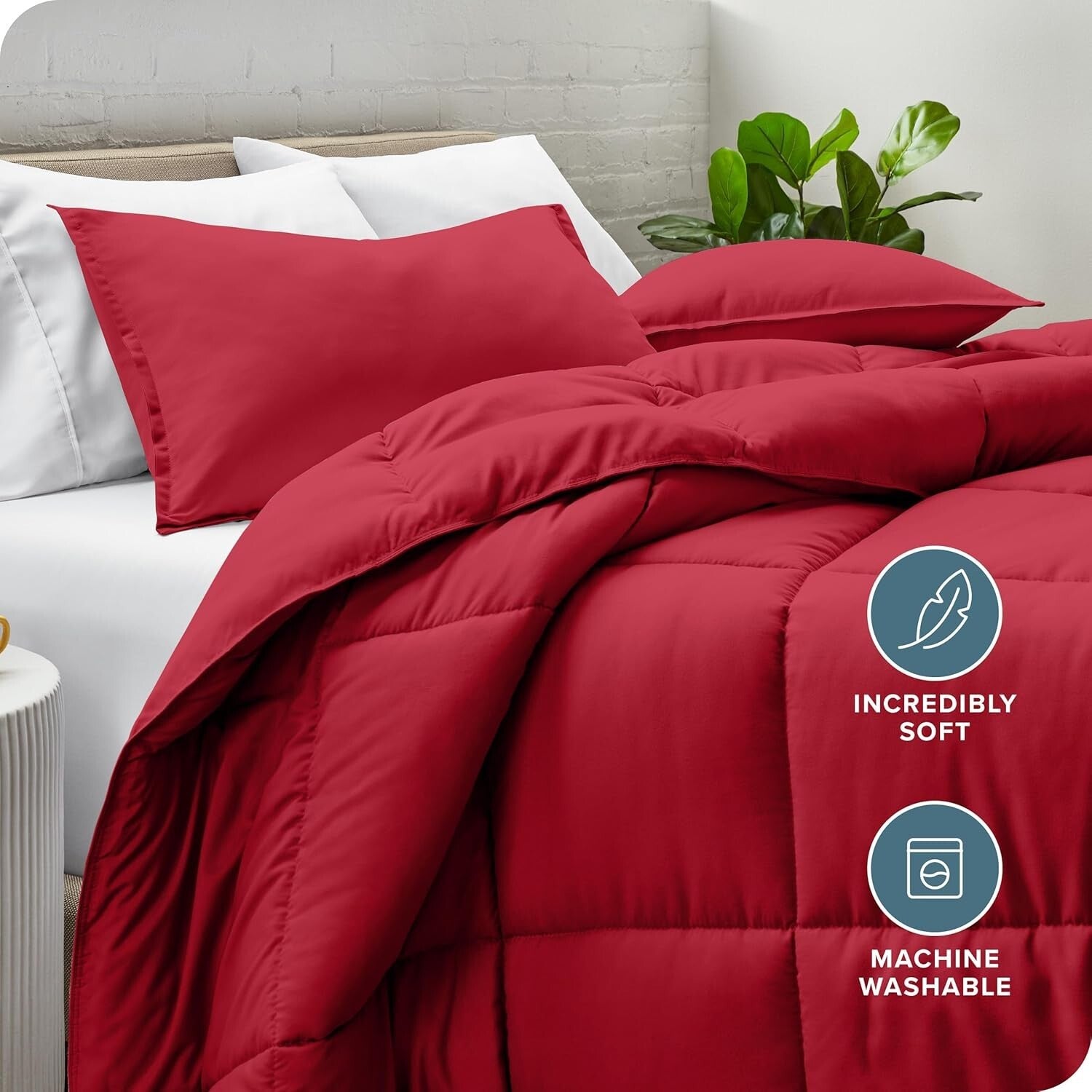 All-Season Ultra-Soft Comforter Set for Oversized King Beds - Red & Modern Look