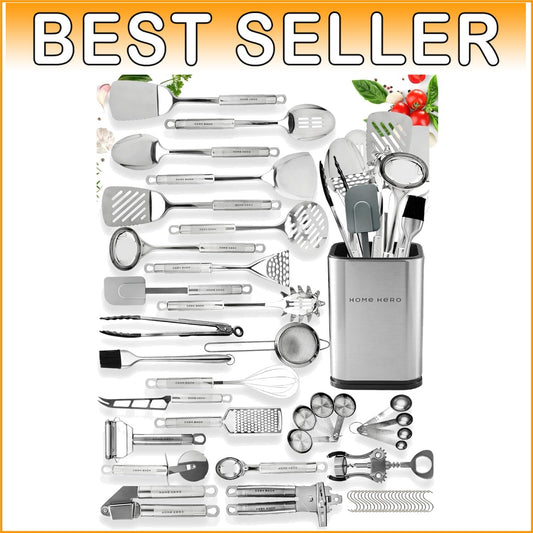 Elegant 54-Piece Stainless Steel & Silicone Kitchen Utensils Set for Home Chefs