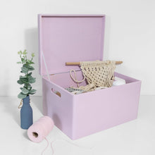 Load image into Gallery viewer, Large Pink Wooden Storage Box with Hinged Lid – Elegant Organization Solution