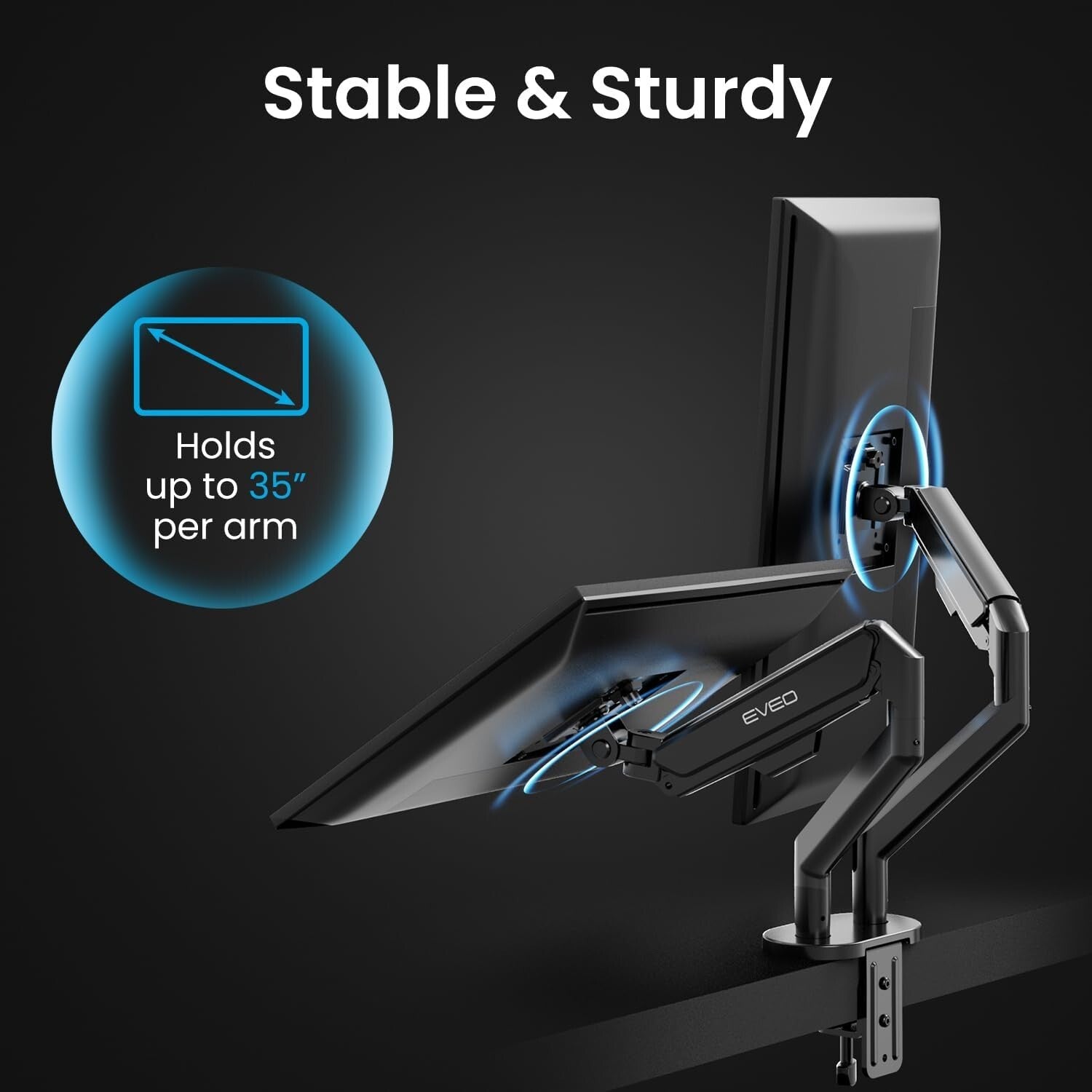 Alloy Steel Dual Monitor Mount with 360° Flexibility - Fits 14" to 35" Displays