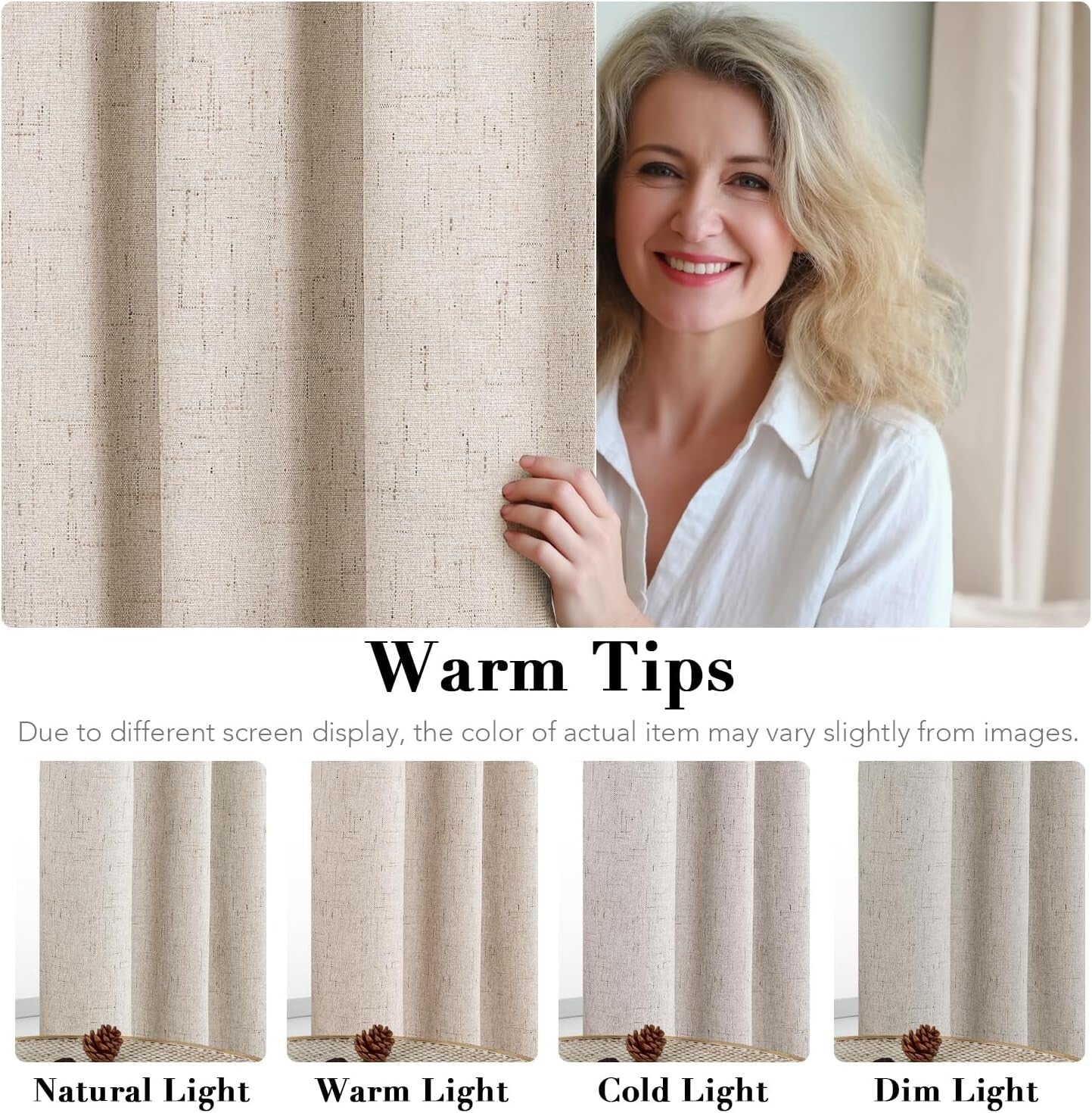 Natural Linen Blackout Drapes - Elegant Thermal Insulated Panels (Pack of 2)