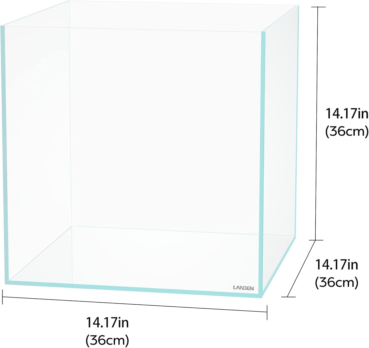 Sleek 36C 11.5 Gallon Rimless Aquarium - Low Iron Glass with Seamless Edges