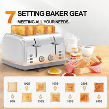 Load image into Gallery viewer, Versatile 4 Slice Retro Toaster with Cancel &amp; Defrost Functions for All Breads