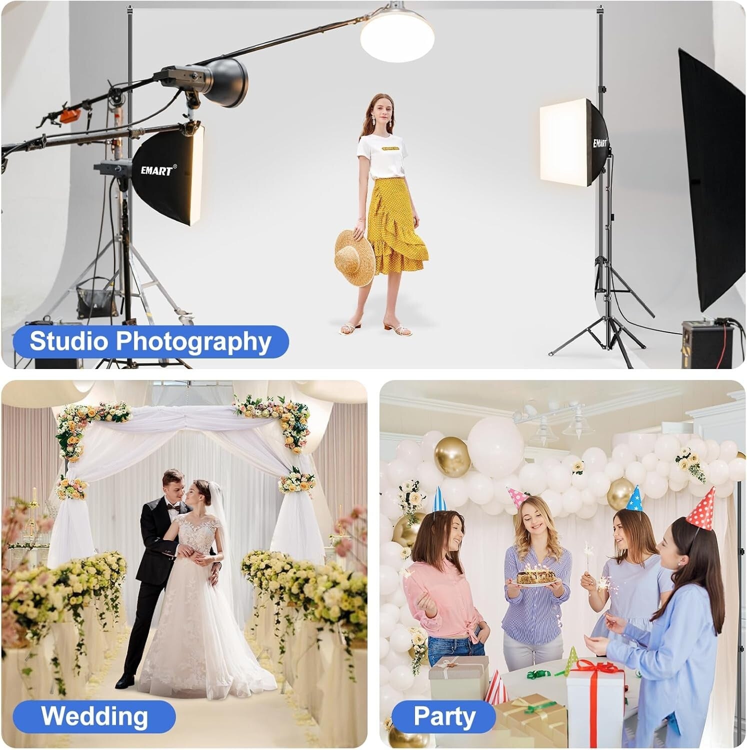 Sturdy 10x7ft Photography Backdrop Support Kit - Ideal for Weddings & Parties