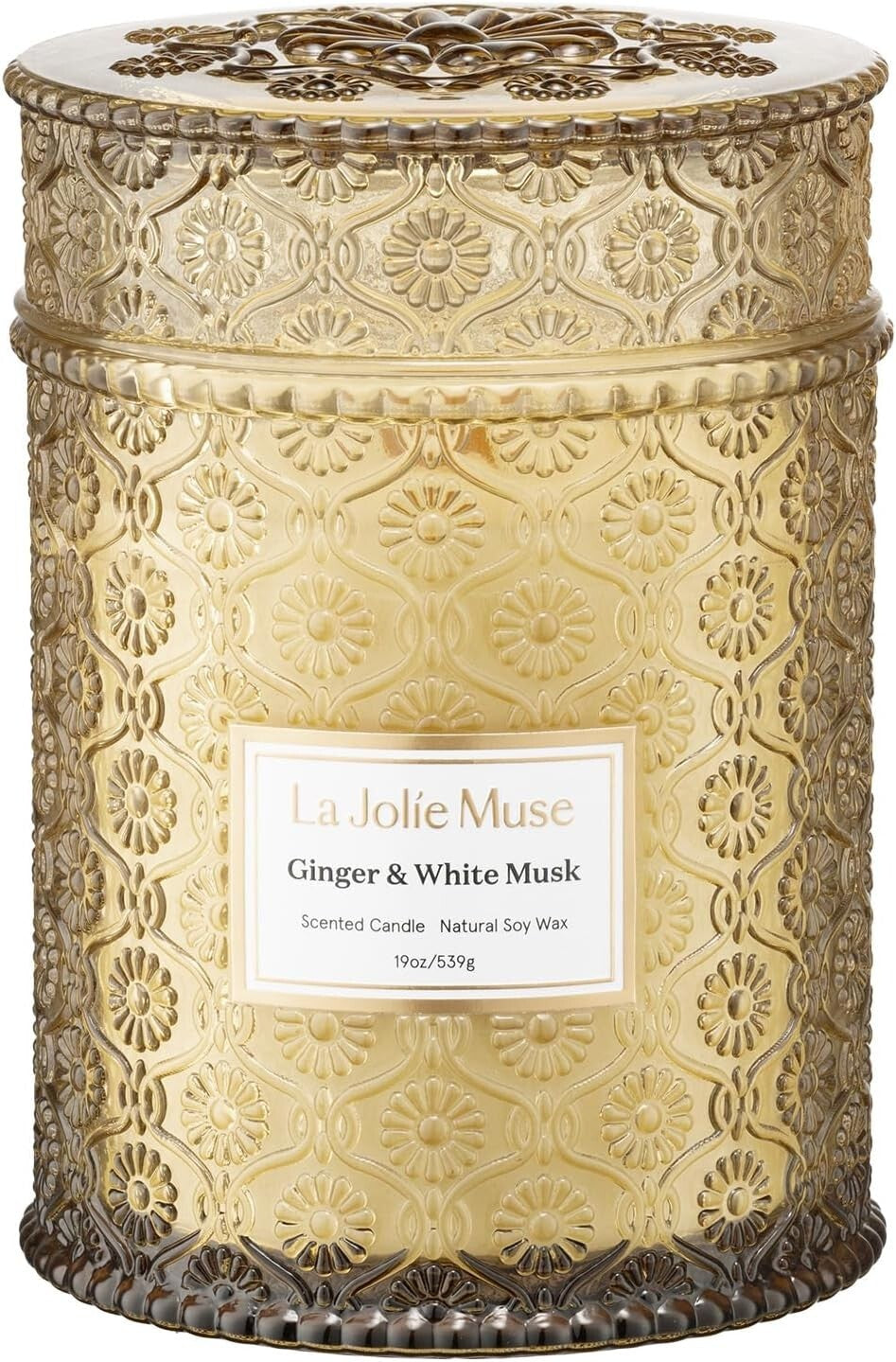 Artistic 19oz Ginger & White Musk Candle - Clean, Vegan Luxury Home Fragrance