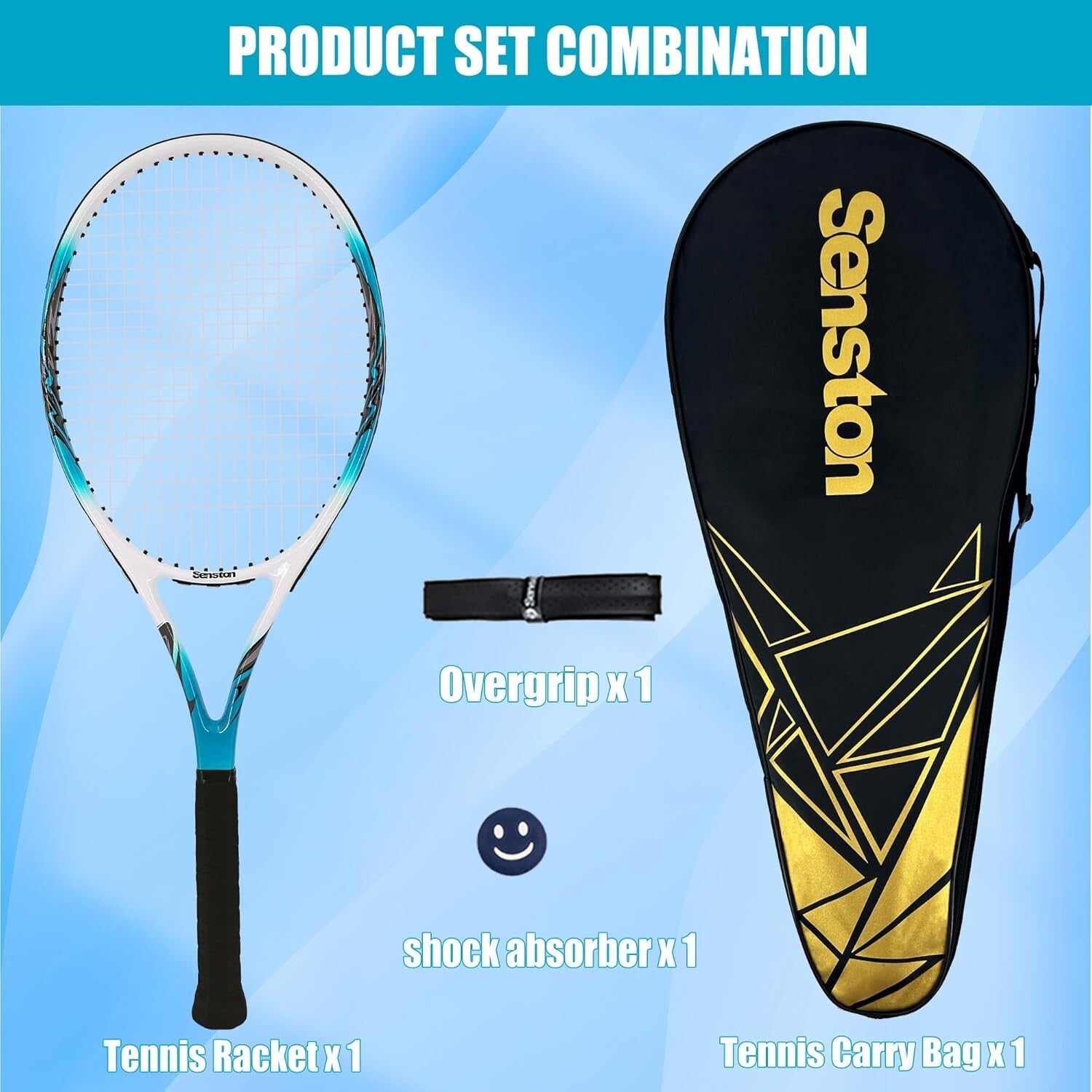 Beginner-Friendly 27-Inch Aluminum Tennis Racket with Shock Absorbing Grip