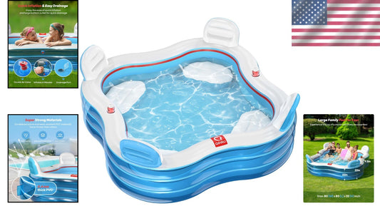 Fun Summer Inflatable Pool with Seats for Family - Easy Inflation & Storage