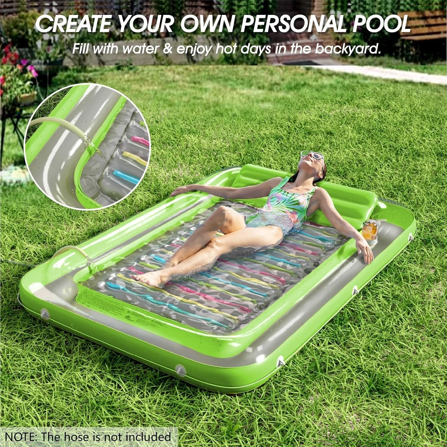 Extra-Large Inflatable Lounger with Pillow & Cup Holders for Pool Relaxation