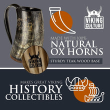 Load image into Gallery viewer, Authentic 16oz Ox Horn Mug Set: Vintage Viking Tankard with Shot Glass &amp; Opener