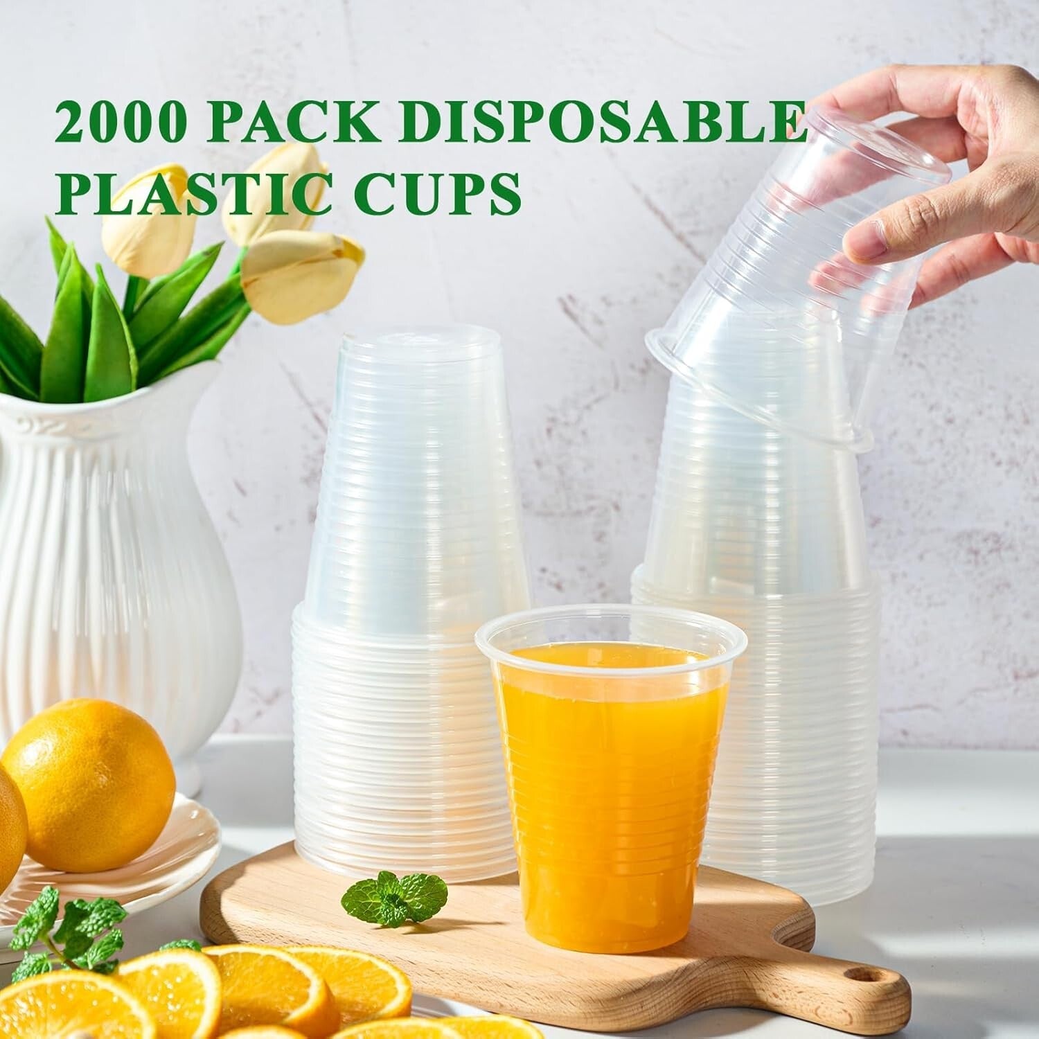 2000 Pack 12 Oz Clear Plastic Cups - Durable Disposable Drinkware for Parties
