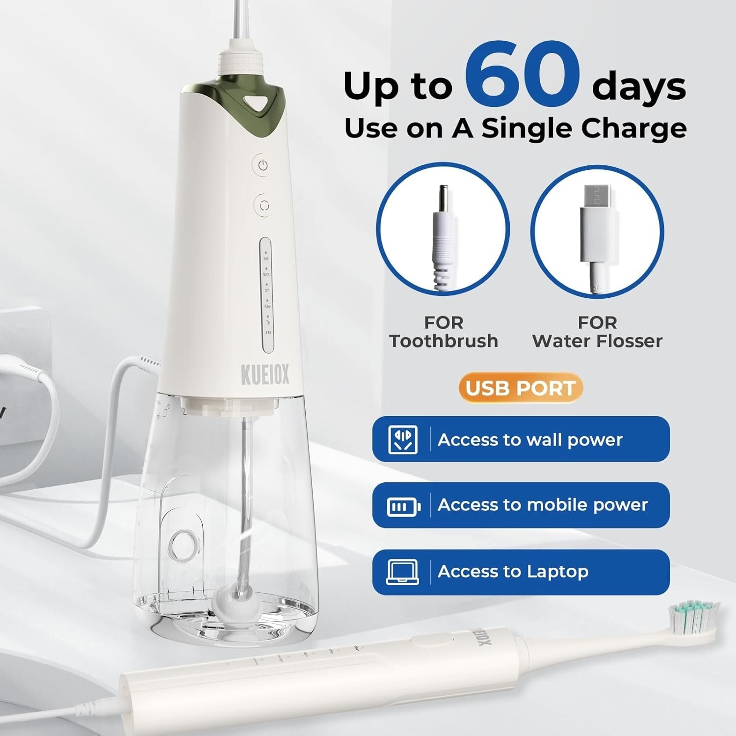 Complete Oral Care Set: 320ML Cordless Flosser & Advanced Electric Toothbrush