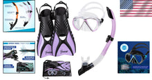 Load image into Gallery viewer, Lightweight Snorkeling Set with Adjustable Fins and Anti-Fog Mask for Adults