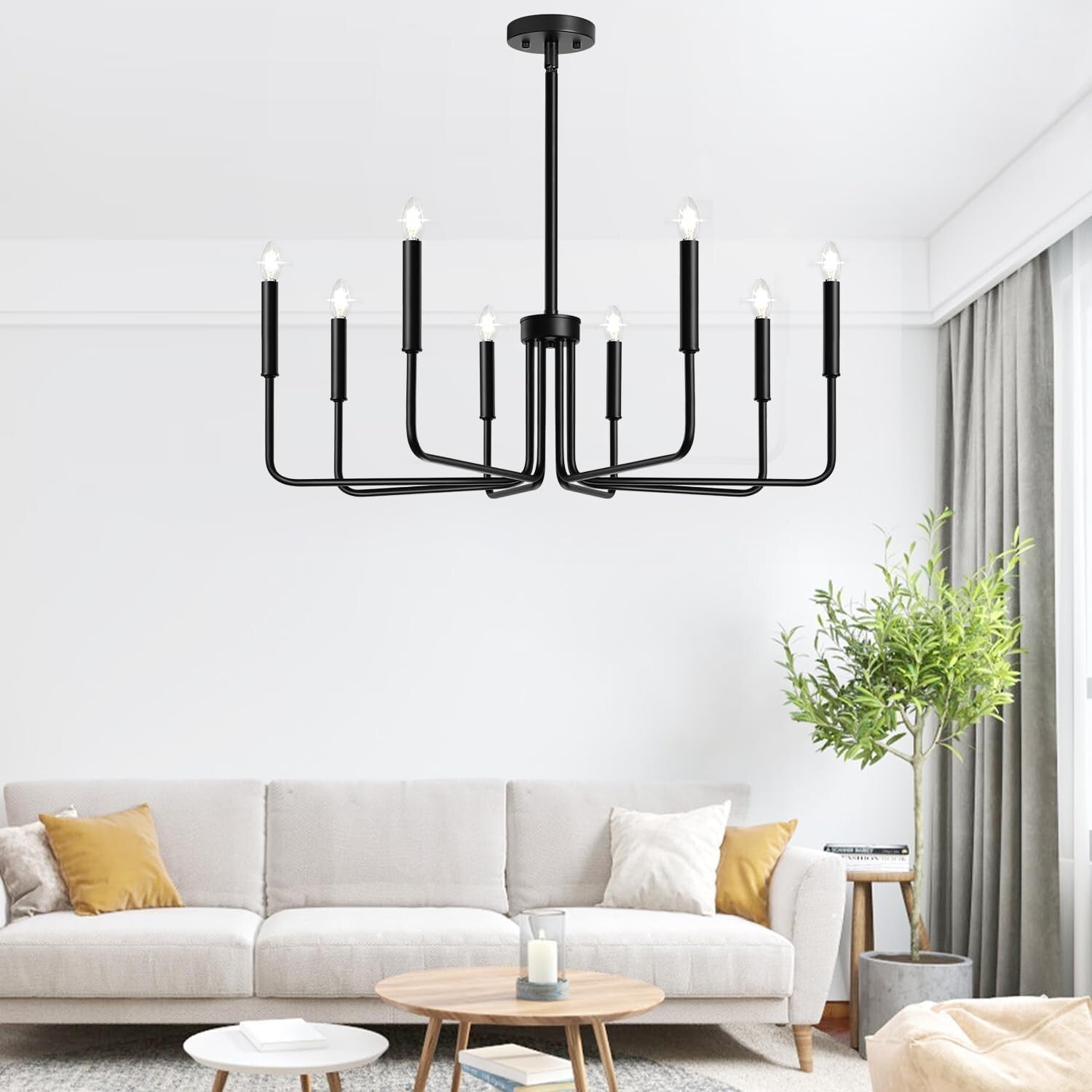 Elegant 8-Light Black Chandelier - Ideal for Foyer, Entryway, and Dining Areas