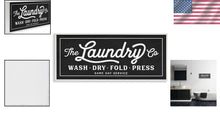 Load image into Gallery viewer, Ready to Hang Vintage Laundry Sign - 24" x 10" Framed Wall Mount Art