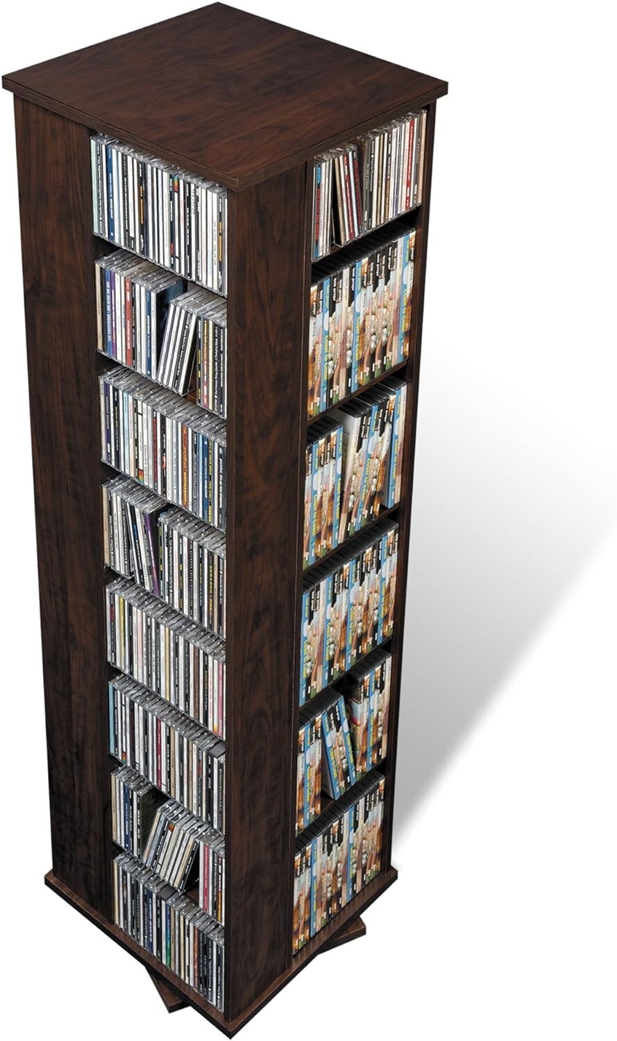 Espresso 4-Sided Revolving Media Storage Cabinet – Space-Saving Tower