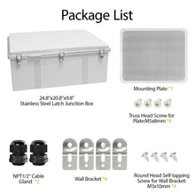Load image into Gallery viewer, IP67 Waterproof Electrical Box - Hinged Cover with Stainless Steel Latch, 24....