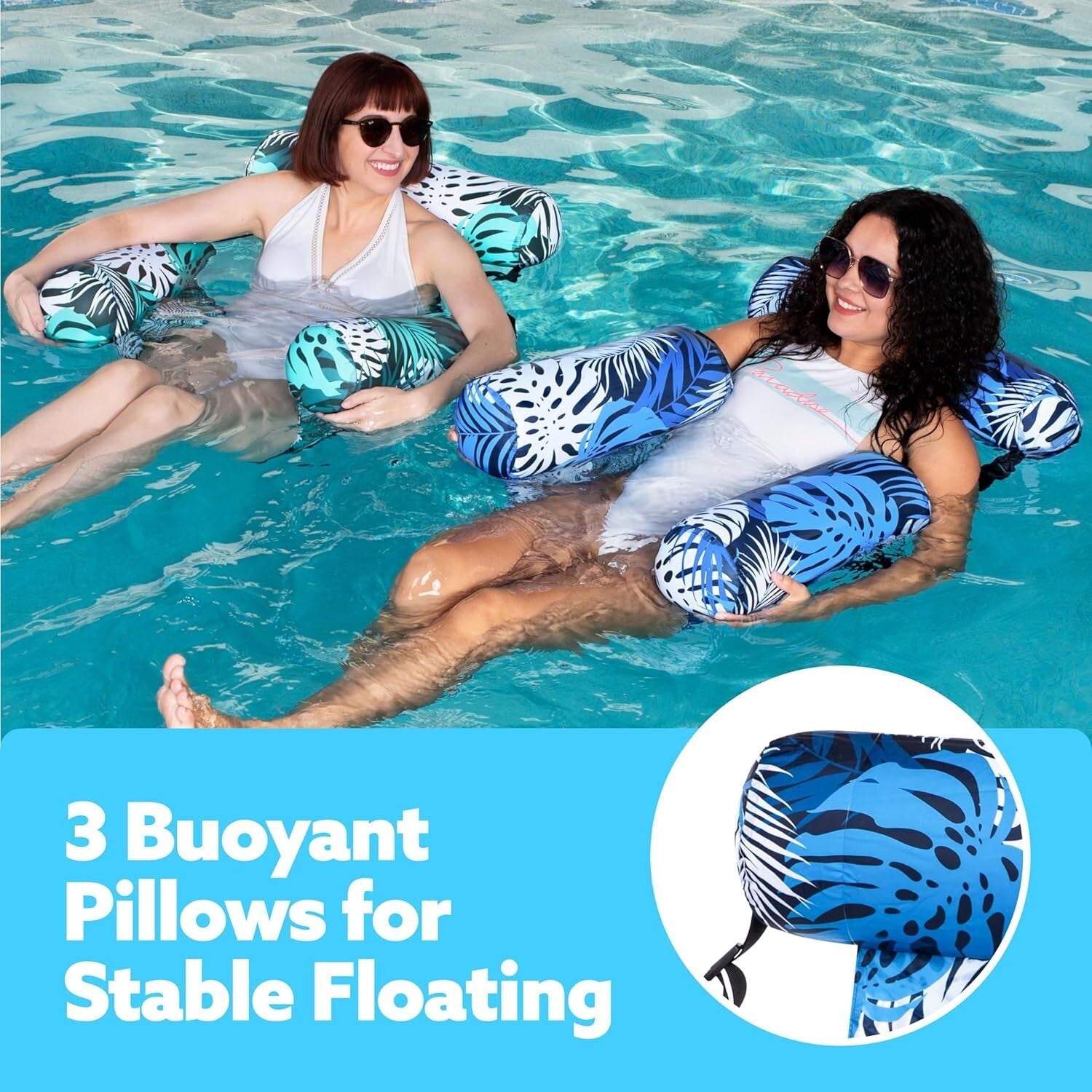 Adjustable Inflatable Floating Chairs - 2 Packs for Ultimate Lake and Beach Fun