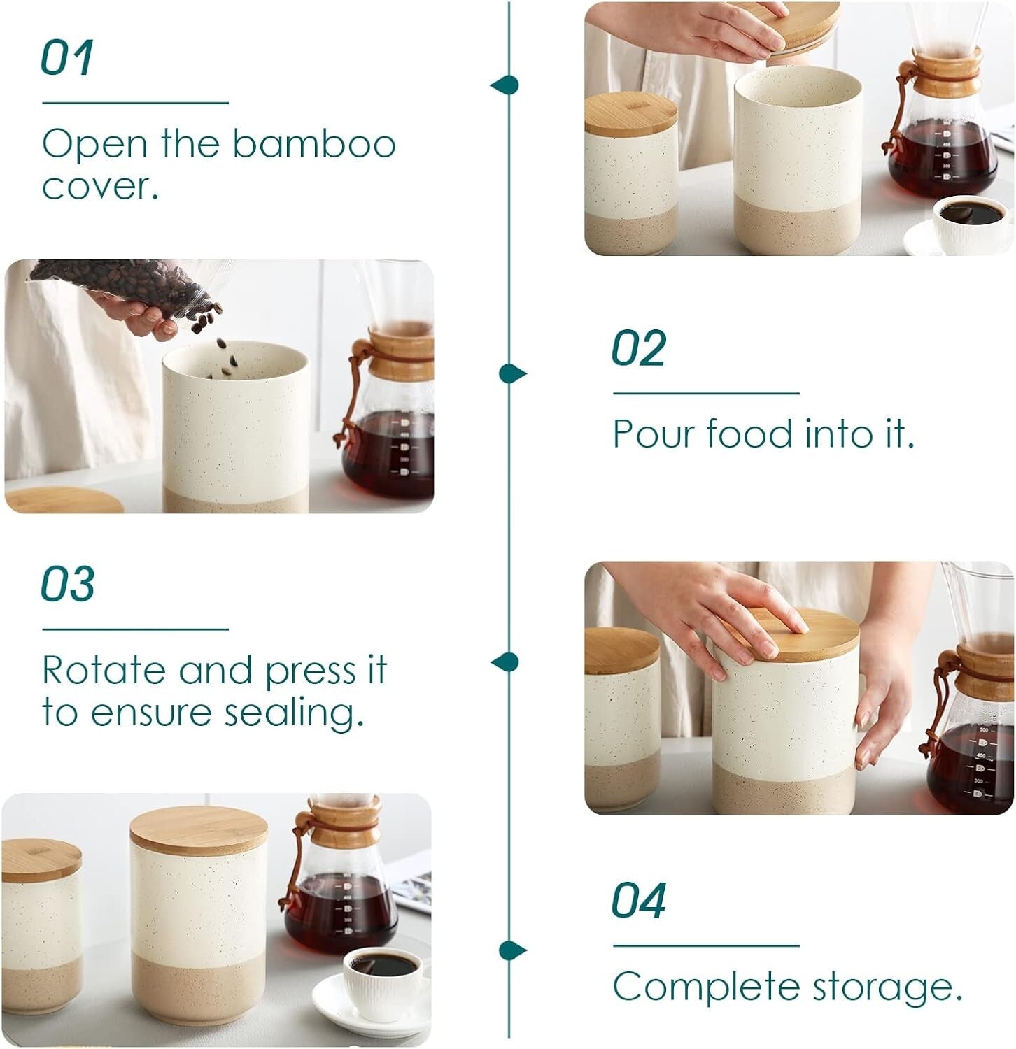 Chic Dishwasher Safe Canister Set – 3-Piece Airtight Storage for Kitchen & More