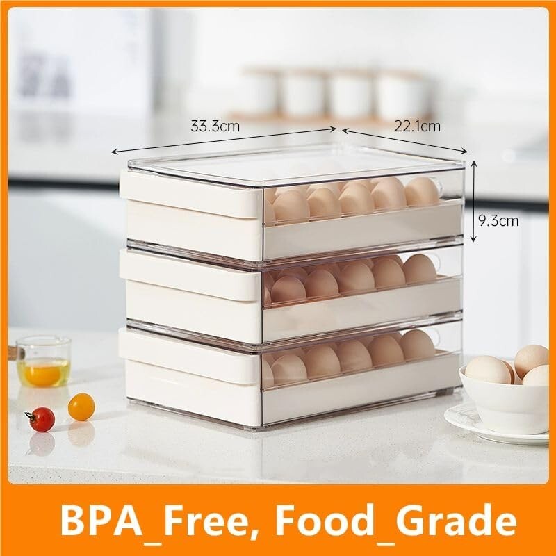 Stackable 2-Pack Clear Egg Holder with Non-Slip Base for Organized Refrigerators