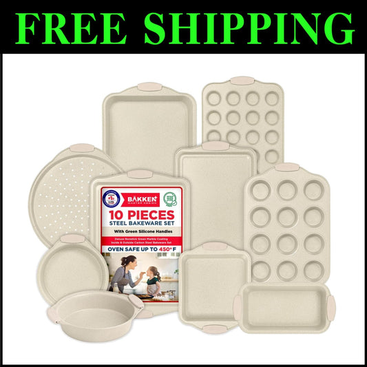 Durable Nonstick Baking Pans - 10-Piece Set for Kitchen and Restaurant Use