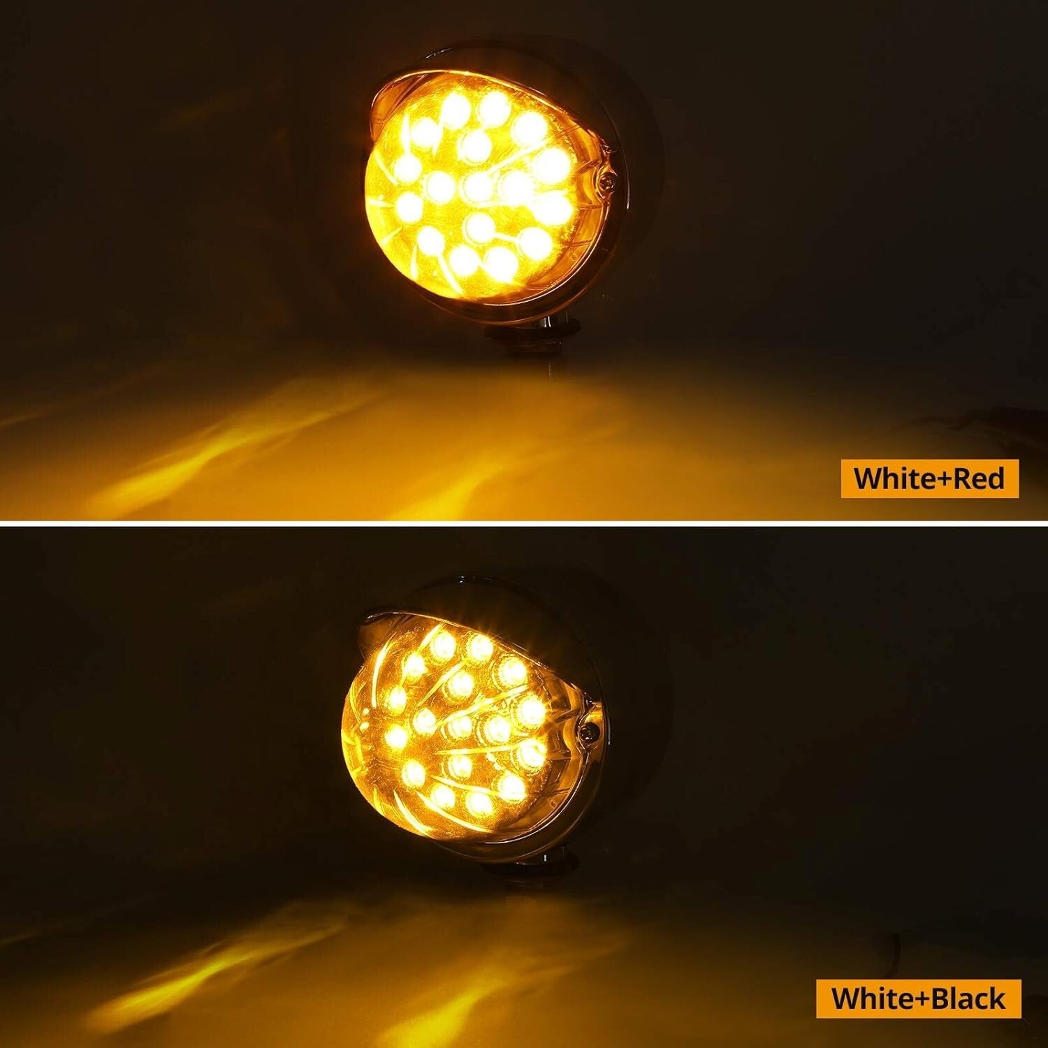 Heavy-Duty Watermelon LED Turn Signal Lights - Amber 17 LED, Chrome Finish