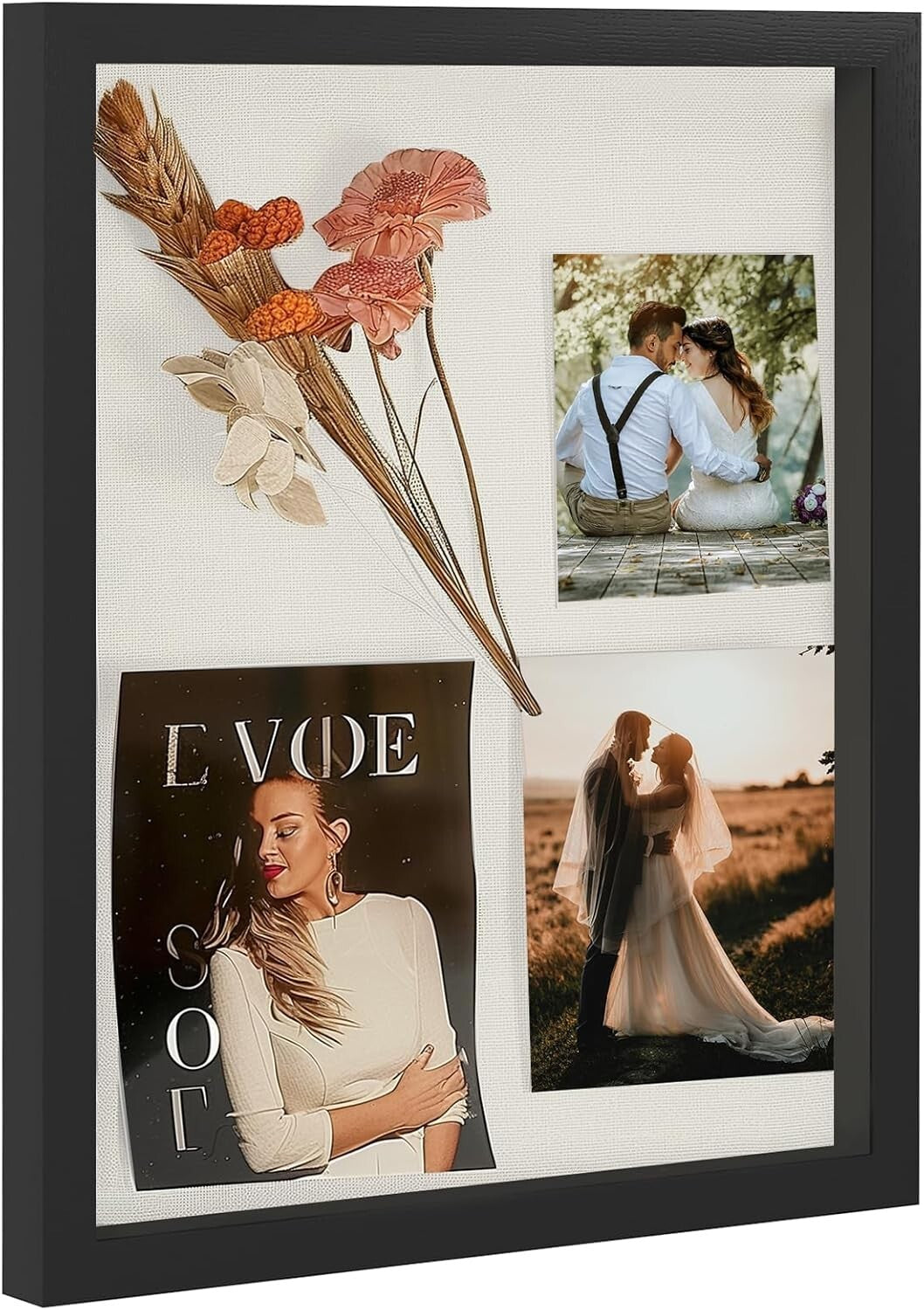 Elegant 16x20 Shadow Box Frame in Black with Shatterproof Plexiglass Cover