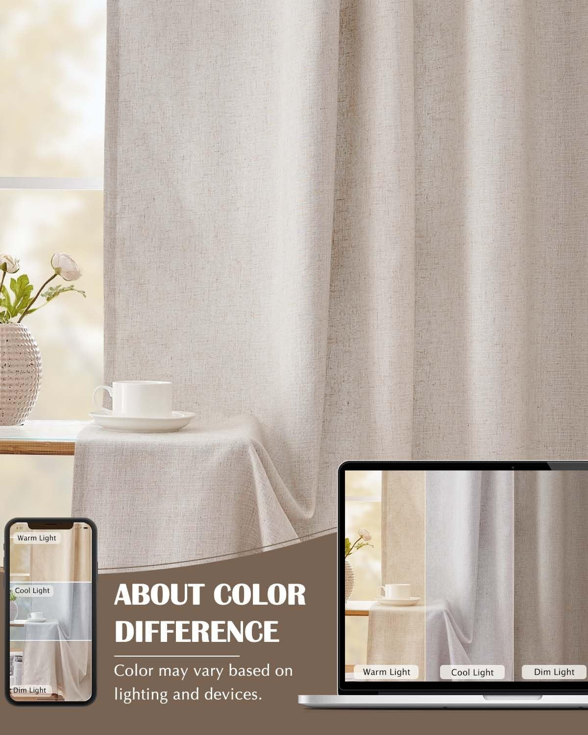 Chic 100x84 Linen Blackout Curtains with Gray Light-Blocking, Easy Hang Design