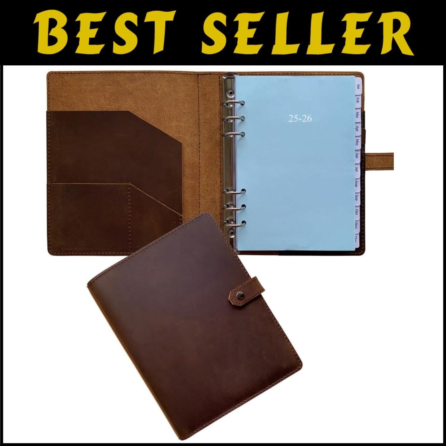 2025-2026 Leather Planner, A5 Refillable Organizer with Extra Storage Pockets