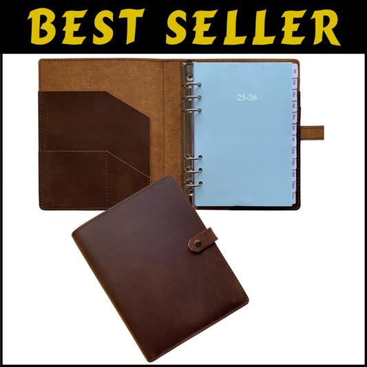 2025-2026 Leather Planner, A5 Refillable Organizer with Extra Storage Pockets