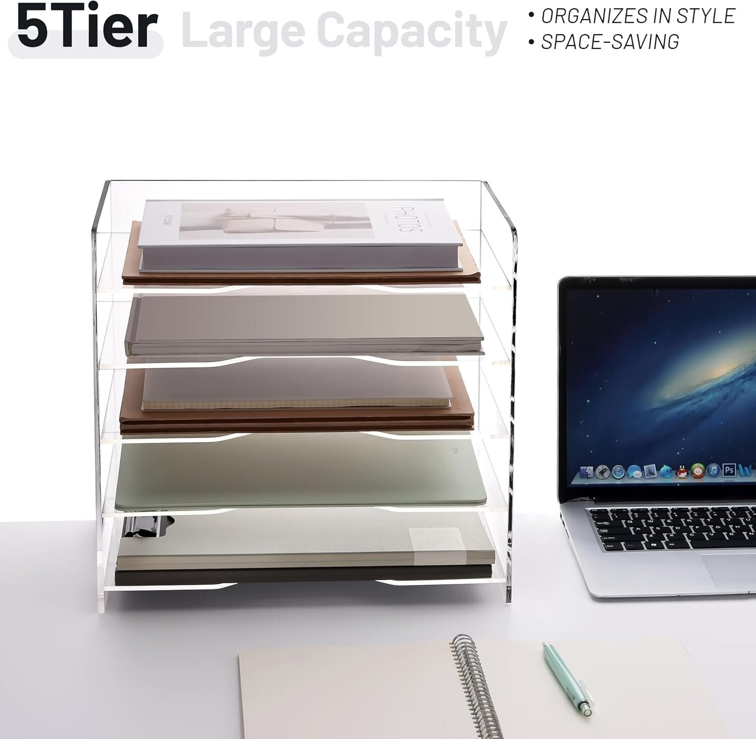 Robust 5-Tier Letter Tray Organizer with Portable Handles for Effortless Access