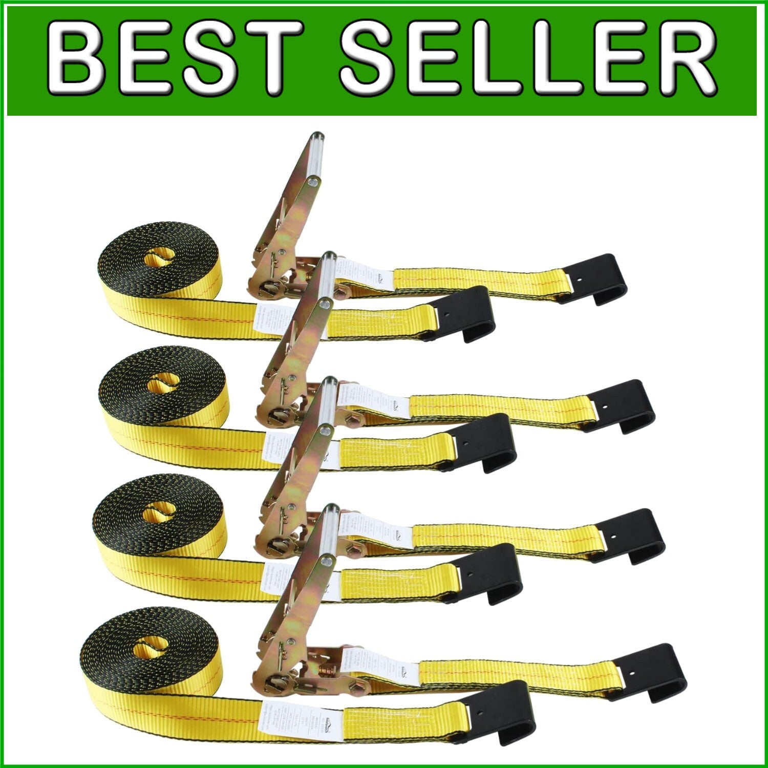 Durable 4-Pack 27 FT Ratchet Tie Down Straps - 10,000 LBS Breaking Strength