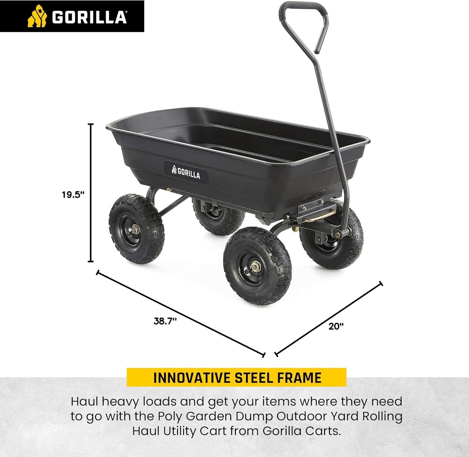 Durable Utility Garden Cart with Pneumatic Tires - Effortless Hauling Solution