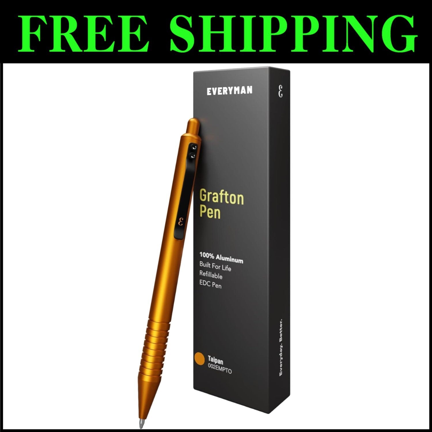 Premium Taipan Orange Full Click Pen for Professionals - Refillable Gel Ink